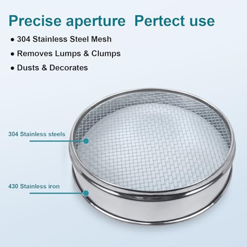304 Stainless Steel Mesh Lab Sieve, 6 Mesh(3.5mm) Aperture Test Sieve, 7.9Inch(20cm) Diameter Economy Standard Analysis Sample Test Sieves for Industrial Laboratory Homes - size: 6Mesh(3.5mm)/Ф7.9in