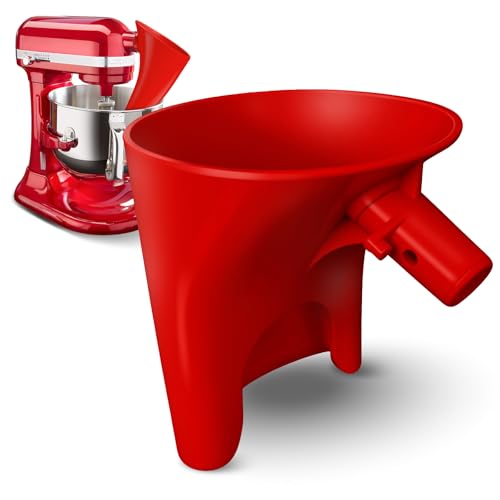 Flour Funnel Kitchen Aid Mixer, 2026 New Latest Upgraded Large Funnel, Mess-Free Flour Funnel Suitable for 7qt Lift-Type Kitchen Aid Mixer,Applicable to Kitchen Aid Accessories and Attachments(red) - color: red-pro