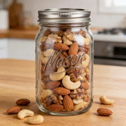 Wide Mouth Mason Jars 32 oz, 6 Pack Glass Canning Jars for Pickling, Fermenting & Food Storage, BPA Free, Airtight Seal, Microwave & Dishwasher Safe