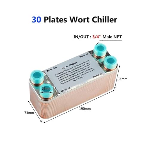 20 30 40 Plates Wort Chiller Heat Exchanger Stainless Steel Homebrew Beer Cooler Counterflow Chiller Brazed Plate Heat Exchanger(30P) - size: 30P