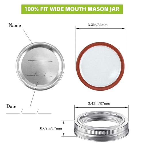 Electric Mason Jar Vacuum Sealer Kit & Mason Jar Lids and Rings 48Pcs/24 Sets for Wide Mouth