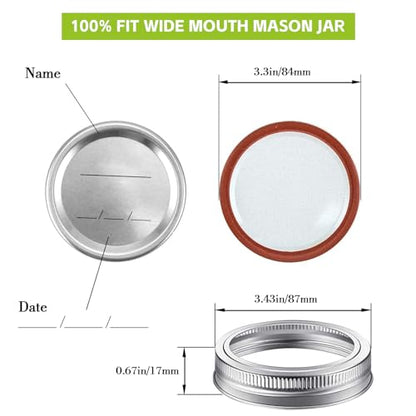 Electric Mason Jar Vacuum Sealer Kit & Mason Jar Lids and Rings 48Pcs/24 Sets for Wide Mouth