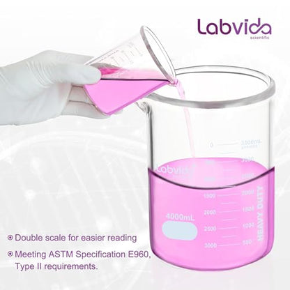 2000ml Upgrated Thick Glass Beaker, Griffin Low Form Glass Beakers, Double Scale, 3.3 Boro, LVA015 - style: Vol.2000ml