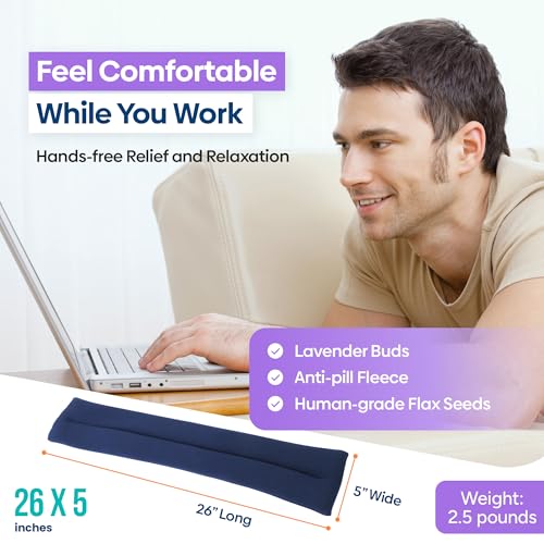 SunnyBay Microwave Heating Pad, Microwavable Heated Neck and Shoulder Wrap, Soothing Weighted Moist Heat or Ice Pack with Flaxseed and Lavender, 26x5 Inches, 2.5 lbs, Navy Blue - color: Lavender - Navy Blue