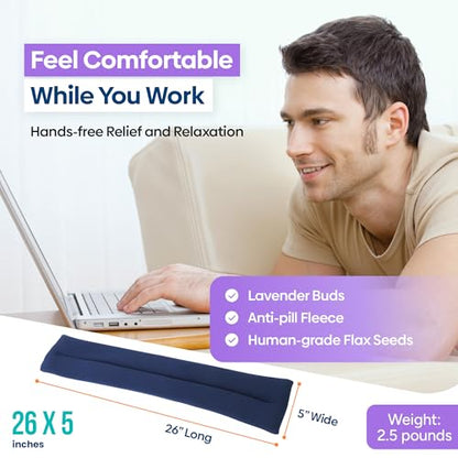 SunnyBay Microwave Heating Pad, Microwavable Heated Neck and Shoulder Wrap, Soothing Weighted Moist Heat or Ice Pack with Flaxseed and Lavender, 26x5 Inches, 2.5 lbs, Navy Blue - color: Lavender - Navy Blue