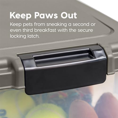 IRIS USA 30 lbs & 11 lbs Combo Airtight Dog Food Storage Container, Stackable Treat Box, 2-Cup Scoop, Wheels, Keep Fresh, Easy Mobility, Chrome - color: Chrome