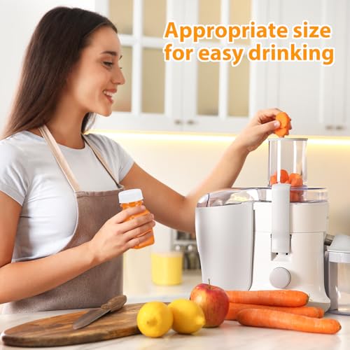 Gerrii 75 Pcs 4 oz Plastic Juice Bottles with Lid Small Reusable Clear Bottles with Caps Containers Bulk, Freezer Safe, Leakproof for Milk Smoothies Drinking Fridge (White) - color: White