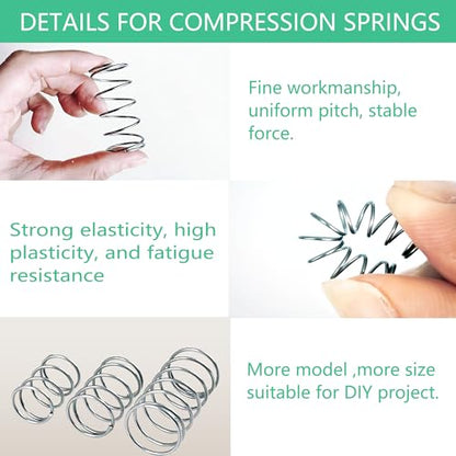 380Pcs Compression Springs Assortment Kit, 20 Different Sizes 304 Stainless Steel Small Springs, Spring Assortment for DIY Project and Home Repairs