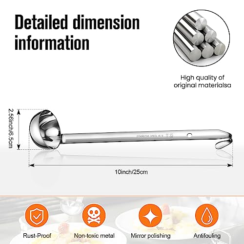 Cunhill 5 Pcs Soup Ladles Stainless Steel Serving Ladles with Long Handle for Serving, Cooking, Stirring, Portioning Kitchen Restaurant Accessories(3 oz) - size: 3 oz