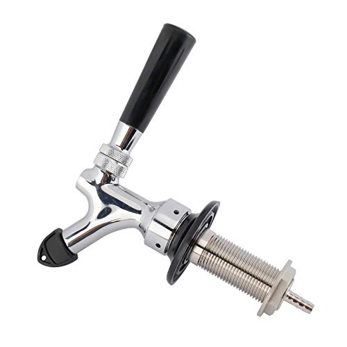 RealPlus 2 Pack of Draft Beer Faucet with 4.1" Shank,Black Handle and Tap Brush for Homebrew 1/4 Barbed Fitting