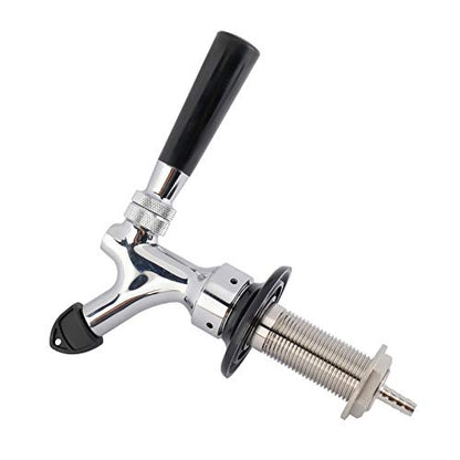 RealPlus 2 Pack of Draft Beer Faucet with 4.1" Shank,Black Handle and Tap Brush for Homebrew 1/4 Barbed Fitting