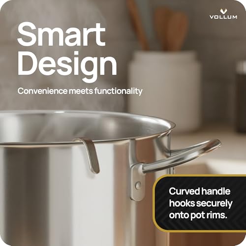 Vollum 1-Piece Stainless Steel Ladle - Heavy Duty Commercial Thick Stainless Steel - 8 Ounce (3.9" Bowl Diameter, 15.1" Handle Length) - size: 8 Ounce (3.9" Bowl Diameter, 15.1" Handle Length)