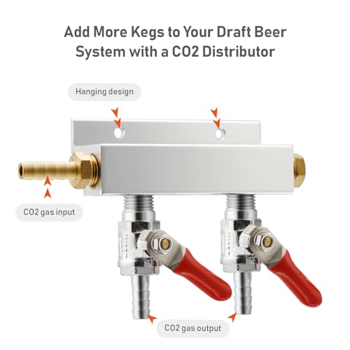 2-Way Gas Manifold CO2 Distributor Manifold 5/16 inch Barb/Stem Splitter Beer Integrated Check Valves Homebrew Beer Making Brewing Tool-CO2 gas input at LEFT side+3 CLAMPS - color: 2 WAY,GAS INPUT AT LEFT