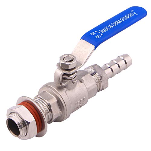 DERNORD 1/2 Inch Stainless Steel Ball Valve Weldless Bulkhead For Home Brew Kettle (1/2 NPT to 1/2 Barb Hose) - size: 1/2" NPT to 1/2" Barb Hose, style: Pack of 1