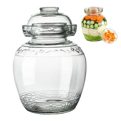 Kimchi Containers, Pickle Container 2.5 L Food Grade Fermentation Jar Traditional Kimchi Containers with Bowl Cap Transparent Glass Jar with Lid Fermentation Kit for Pickling Kimchi Sauerkraut - color: 2.5l
