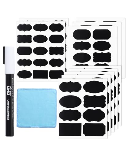 Mr. Pen- Chalkboard Labels, 200 pcs, Assorted Shapes | Waterproof Reusable Blackboard Stickers with 1 Erasable Liquid Chalk Marker for Mason Jars - size: 200 pcs, style: Assorted Shapes
