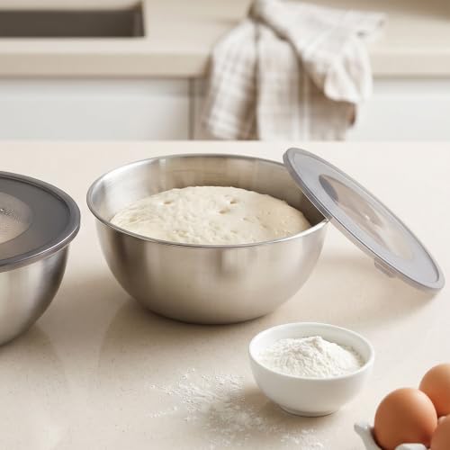 Dough Proofing Bowl with Lid, 304 Stainless Steel for Sourdough | 304 stainless steel, sourdough bread making, dough proofing and mixing, clear scale, dust lid, smooth rim