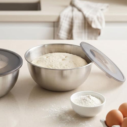 Dough Proofing Bowl with Lid, 304 Stainless Steel for Sourdough | 304 stainless steel, sourdough bread making, dough proofing and mixing, clear scale, dust lid, smooth rim