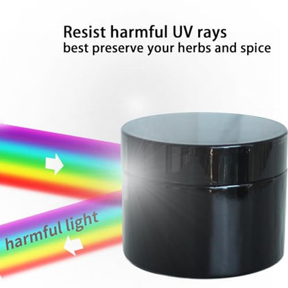 Matoolser Black Glass Storage Jar 250ml Wide Mouth Airtight UV Protection Container for Spice Coffee Matcha