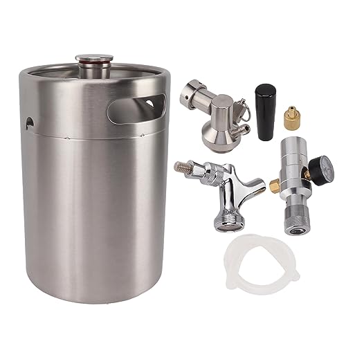 5L/170Oz Mini Keg Growler 150PSI Pressure Regulator Portable Pressurized Stainless Steel Home Keg System Kit Mini Keg Dispenser for Homebrew, Craft and Draft Beer