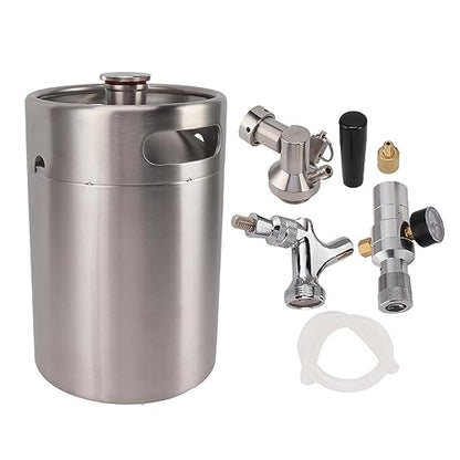 5L/170Oz Mini Keg Growler 150PSI Pressure Regulator Portable Pressurized Stainless Steel Home Keg System Kit Mini Keg Dispenser for Homebrew, Craft and Draft Beer