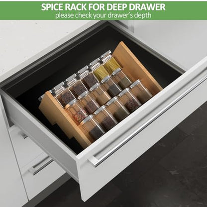 2 Pack Bamboo Spice Rack Organizer for Kitchen Counter, 3 Tier Spice Shelf Holder for Cabinet (Jars Not Included) - style: Step Shelf