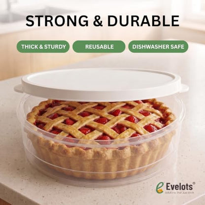 Evelots 4-Pack 10-Inch Airtight Food Storage Container with Lid - Portable Carrier for Pies, Cakes, Cupcakes & More - BPA-Free Clear Plastic - Secure & Easy Transport - size: 4-Pack, style: Pie Container