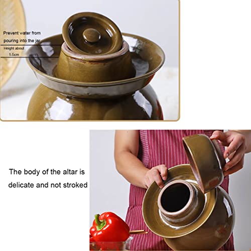 Large Traditional Chinese Porcelain Pickle Jar, Natural Ceramic Fermentation Crock Pickling Pot,Fermenting Jar with Water Seal Airlock Lid Stoneware Fermenter for Ki 9KG - size: 9KG
