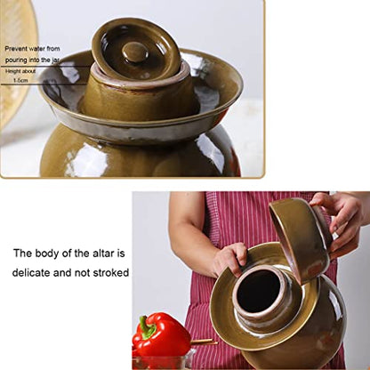 Large Traditional Chinese Porcelain Pickle Jar, Natural Ceramic Fermentation Crock Pickling Pot,Fermenting Jar with Water Seal Airlock Lid Stoneware Fermenter for Ki 3KG - size: 3KG