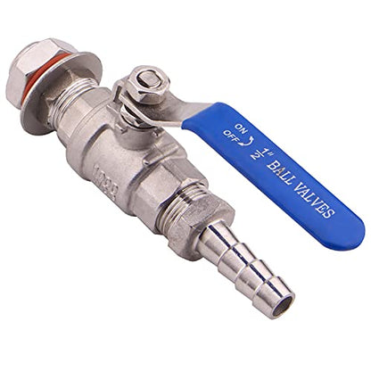 DERNORD 2 Packs 1/2 Inch Weldless Ball Valve Stainless Steel 304 Bulkhead For Home Brew Kettle (1/2" NPT to 1/2" Barb Hose) - size: 1/2" NPT to 1/2" Barb Hose, style: Pack of 2