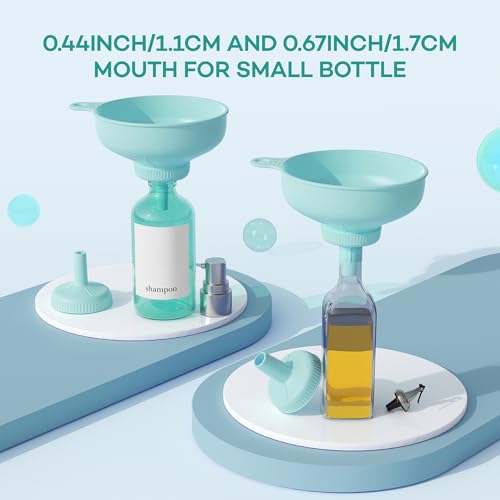 Wide Mouth Kitchen Funnel, Pisol Food Grade Plastic Canning Funnel with 4 Sizes Spouts for Filling and Regular Mason Jars, Spray Dropper Oil Bottle Jug Spices Shampoo Powder Oats Sauce LightGreen
