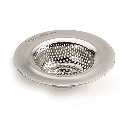 RSVP International Endurance® Stainless Steel Large Sink Strainer, 4.5" | Traps Food Scraps | Polished Finish with Precision Pierced Holes | Dishwasher Safe - size: Strainer