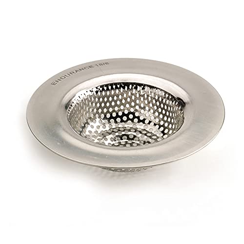 RSVP International Endurance® Stainless Steel Large Sink Strainer, 4.5" | Traps Food Scraps | Polished Finish with Precision Pierced Holes | Dishwasher Safe - size: Strainer