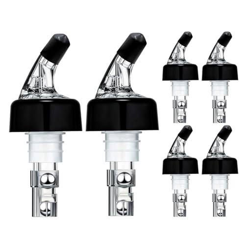 6 Pack Measured Liquor Pour Spout, Liquor Bottle Pourers, Measure Pour Spout for Liquor Bottles, Bottle Pourers for Alcohol, Shot Pourer Cocktail Liquor Dispenser Bar Bartending Tool -1.5oz/45ml - color: 6 Pack-Silver, size: 1.5 OZ-45 ML