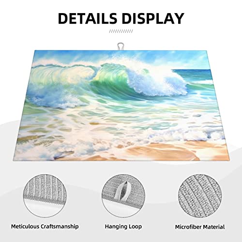 Large Dish Drying Mats For Kitchen Counter Microfiber Kitchen Drying Mat XL Draining Pad Absorbent Quick Drying Dish Mat 18x24 Inch - Beach - color: Beach