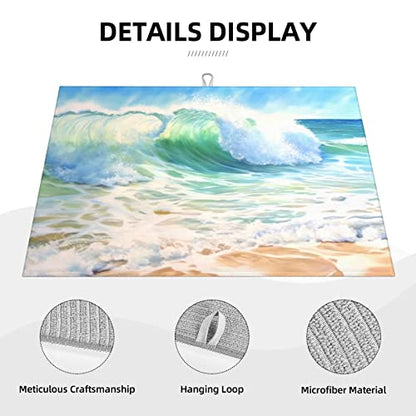 Large Dish Drying Mats For Kitchen Counter Microfiber Kitchen Drying Mat XL Draining Pad Absorbent Quick Drying Dish Mat 18x24 Inch - Beach - color: Beach