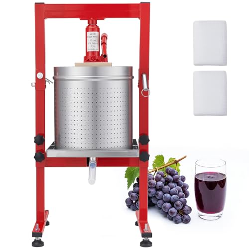 VEVOR Hydraulic Fruit Wine Press, 7.93Gal/30L, Stainless Steel Heavy Duty Manual Juice Maker, Cider Apple Grape Vegetable Crusher, Cheese/Tincture/Herbal Press, with 2 Filter Bags, for Kitchen Home - size: 7.93 Gal