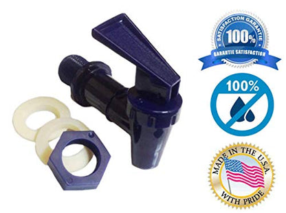 AquaNation BPA Free Replacement Water Cooler Faucet Bottle Jug Ceramic Water Crock Reusable Tap Spout Beverage Lever Pour Dispenser Valve Gravity Water Spigot - Made in USA (1, Blue) - color: Blue