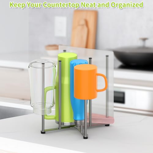 Reusable Bag & Bottle Drying Rack, Baby Bottle Drying Rack, Collapsible Cup Drying Rack for Glass, Mugs -Stainless Steel Countertop Organizer - size: Large