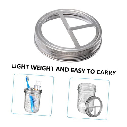 4pcs Jar Lid Replacement Bands Wide Mouth Stainless Steel Toothbrush Cup Lids