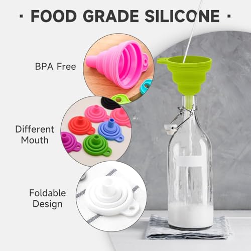 6-piece Kitchen Funnel Set, 2026 new Food Funnel Silicone Foldable Kitchen Funnel, Upgraded Kitchen Bottle Funnel, Kitchen Utensil (6 Pack) - color: 6 Pack