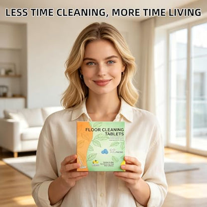 12pcs Floor Cleaner Tablets, Pre-Measured Dissolvable Cleaning Tablets, Deep Cleans for Multiple Hard Floors, Tile, Vinyl, Hardwood, Fresh Lemon Scent, Compatible with Robot Mops & Wet Dry Vacuum