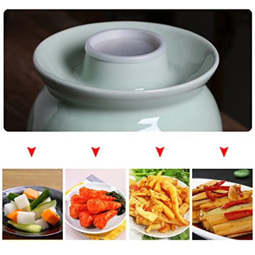 ZHOUXIAO Pickle Jar Ceramic Jar with Lid,Traditional Chinese Fermentation Kit Crock with Water Seal Airlock Lid, Fermentation Jar for Pickles,Kimchi,Sauerkraut,Kombucha Jar 1.5KG