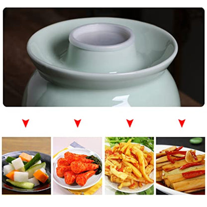 ZHOUXIAO Pickle Jar Ceramic Jar with Lid,Traditional Chinese Fermentation Kit Crock with Water Seal Airlock Lid, Fermentation Jar for Pickles,Kimchi,Sauerkraut,Kombucha Jar 1.5KG
