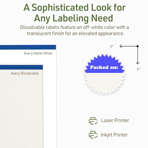 Avery Dissolvable Starburst Labels, Sure Feed Technology, 1", Matte White, Print-to-The-Edge, Laser/Inkjet Printable, 480 Labels Total - style: 480 labels