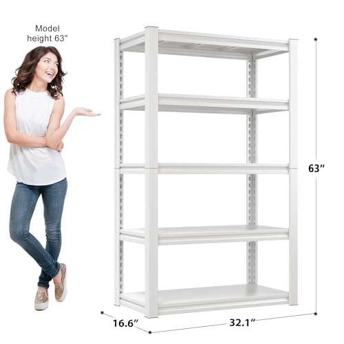 Raybee Garage Shelving, 63" H Storage Shelves, 2010LBS Metal Shelving, Adjustable Metal Shelves for Storage Kitchen Pantry 63" H x 32.1" W x16.6 D