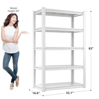 Raybee Garage Shelving, 63" H Storage Shelves, 2010LBS Metal Shelving, Adjustable Metal Shelves for Storage Kitchen Pantry 63" H x 32.1" W x16.6 D