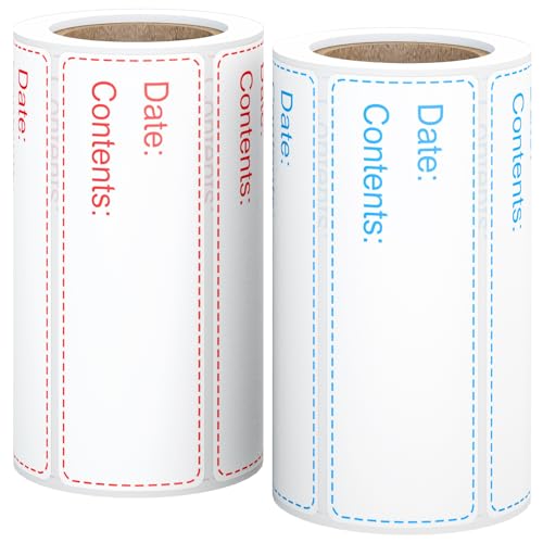 350 PCS Printholic 1" x 3" Food Storage Stickers, Removable Freezer Labels, 2 Color Food Labels Roll, Refrigerator Freezer Paper Label Easy Clean Leaves No Residue Waterproof - color: Freezer - 2 Colors