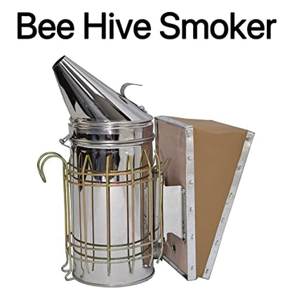 Honey Lake Bee Hive Tool Kit for Beekeeping with Bee Smoker, 54 Pellets, J Hook, L Hook, Frame Holder Grip, Uncapping Fork, Complete Beekeeping Supplies