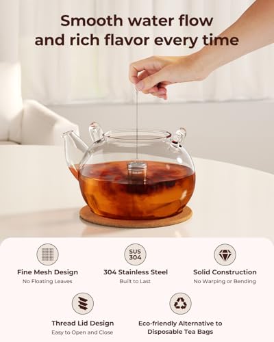 2 Pack Reinmoson 304 Stainless Steel Tea Infuser for Loose Leaf Tea | 1.58” x 2.2” Extra Fine Mesh Tea Strainers Ball, Threaded Lid, Loose Leaf Tea Steeper for Black Tea, Rooibos, etc - size: Small